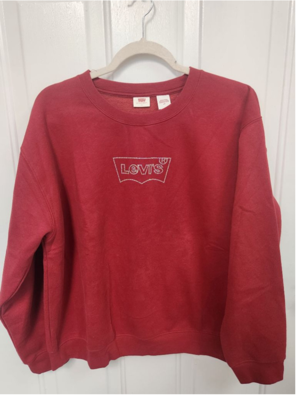 Levi's Red Rhinestone Logo Sweatshirt L NWOT